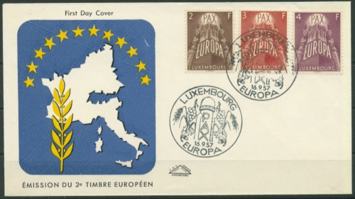 Luxemburg 1957 Europa CEPT Schmuck-Ersttagsbrief 572/74 FDC (X16914)
