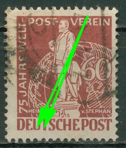 Berlin 1949 75 Jahre Weltpostverein mit Plattenfehler 39 I gestempelt