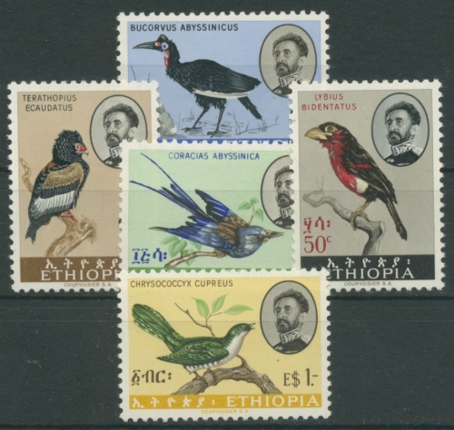 Äthiopien 1962 Vögel Goldkuckuck Hornrabe Gaukler 425/29 postfrisch