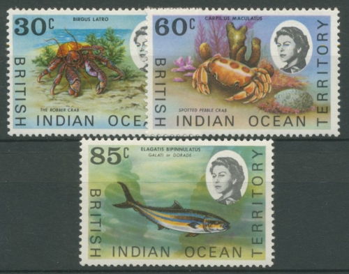 Brit. Territorium im Indischen Ozean 1970 Meerestiere Krabbe 36/38 postfrisch