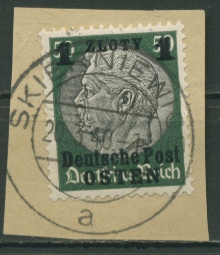 Generalgouvernement 1939 Dt. Post Osten Hindenburg mit Aufdruck 12 Briefstück