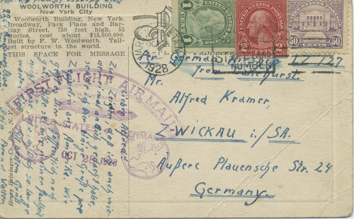 Zeppelin LZ 127 Amerikafahrt 1928 Post der USA Postkarte (X17003)
