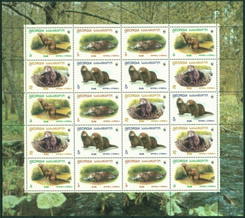 Georgien 1999 WWF Tiere Nerz 308/11 ZD-Bogen postfrisch (SG30273)