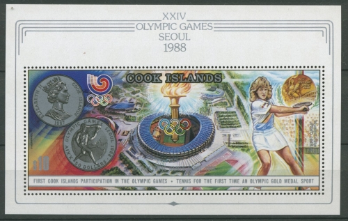 Cook-Inseln 1988 Olymp. Spiele Seoul, Steffi Graf Block 185 postfrisch (C27795)