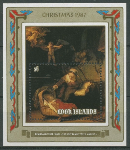 Cook-Inseln 1987 Weihnachten Gemälde v. Rembrandt Block 184 postfrisch (C27800)