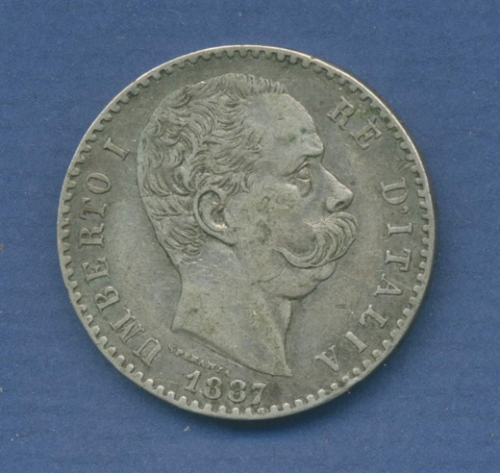 Italien 2 Lire 1887 Umberto I., sehr schön (m1524)