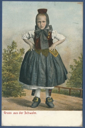 Gruß aus der Schwalm Mädchen in Tracht, ungebraucht (AK1543)