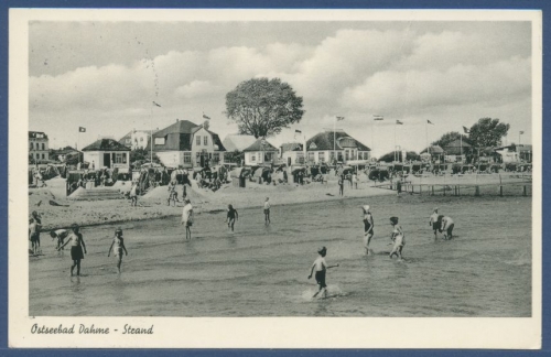 Ostseebad Dahme Strandpartie, gelaufen 1956 (AK1524)