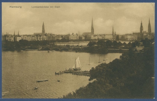 Hamburg Lombardsbrücke Alster Altstadt, ungebraucht (AK1519)