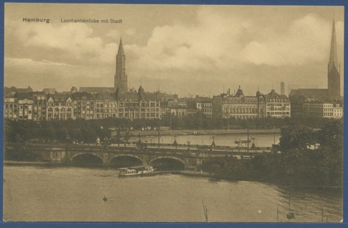 Hamburg Alster mit Lombardsbrücke Altstadt, ungebraucht (AK1518)