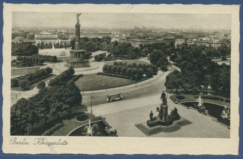 Berlin Königsplatz mit Siegessäule, gelaufen 1937 (AK1509)