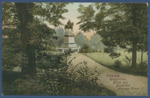Coburg Hofgarten Denkmal Herzog Ernst II., gelaufen 1906 (AK561)