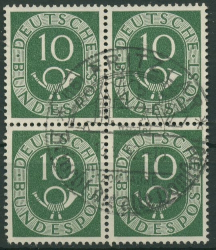 Bund 1951 Posthorn Bogenmarken 128 4er-Block gestempelt