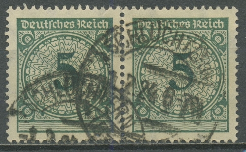 Dt. Reich 1923 Korbdeckelmuster Plattendruck waager. Paar 339 Pa gestempelt