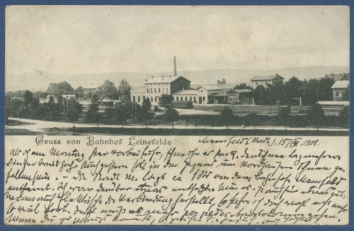 Gruss von Bahnhof Leinefelde, gelaufen 1908 (AK1566)