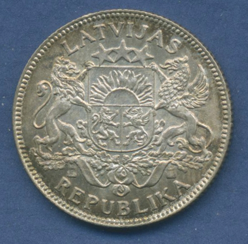 Lettland 1 Lats 1924, Kursmünze Silber, vz/st (m1632)