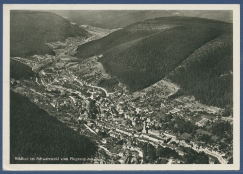 Bad Wilbad im Schwarzwald Gesamtansicht Luftbild, gelaufen 1935 (AK1712)