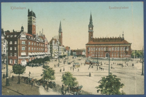 Kopenhagen Rathausplatz, ungebraucht Knick (AK1697)