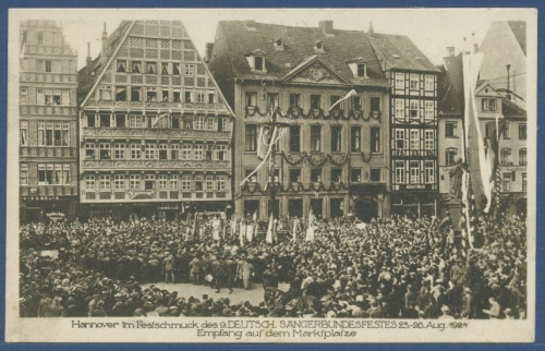 Hannover Dt. Sängerbundfest 1924 Empfang a. dem Marktplatz, ungebraucht (AK1680)