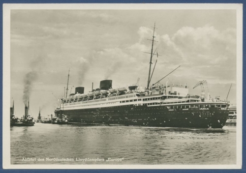 Abfahrt des Norddeutschen Lloyddampfers Europa, ungebraucht (AK1747)