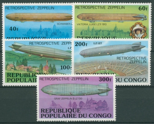 Kongo (Brazzaville) 1977 Zeppelin-Luftschiffe 577/81 A postfrisch