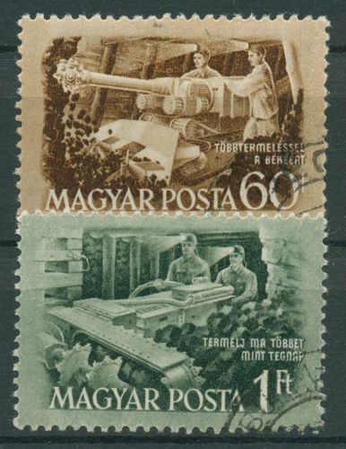 Ungarn 1952 Tag der Bergwerksarbeiter 1263/64 gestempelt