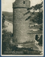 Solbad Carlshafen Weserblick mit Hugenottenturm, gelaufen Marke fehlt (AK2382)