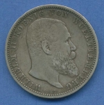Württemberg 5 Mark 1898 F König Wilhelm II., J 176 ss (m2140)