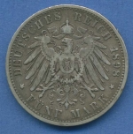 Württemberg 5 Mark 1898 F König Wilhelm II., J 176 ss (m2140)