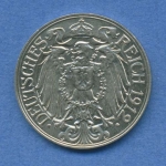Deutsches Reich 25 Pfennig 1912 D, Kursmünze Nickel J 18, vz/st (m2141)