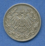 Deutsches Kaiserreich 1/2 Mark Kursmünze 1909 G, J 16 fast vz (m2150)