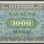 Alliierte Militärbehörde 1000 Mark 1944 UdSSR-Druck Ro 207 c, kassenfrisch (K8)
