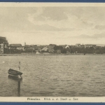Prenzlau Blick auf Stadt und Uckersee, gelaufen Marke fehlt (AK2497)