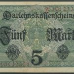 Dt. Reich 5 Mark 1917, DEU-61b Serie Z, fast kassenfrisch (K1469)