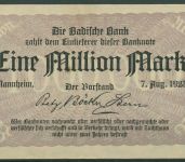 Badische Bank 1 Million Mark 1923 Lit. Y, BAD-11b. gebraucht (K1577)
