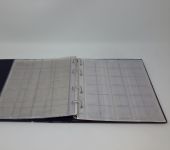 Münzalbum blau mit 5 Blättern für 97 Münzen 17 bis 44 mm, gebraucht (ZM26)