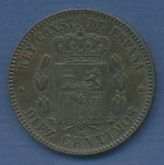 Spanien 10 Centimos 1878 OM, Alfonso XII. KM 675, vz/st (m2295)