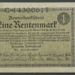 Dt. Reich 1 Rentenmark 1923 Dt. Rentenbank, Ro 154 a stark gebraucht (K179)