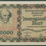 Württembergische Notenbank 20000 Mark 1923, Ro 775 gebraucht (K239)