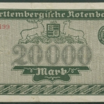Württembergische Notenbank 20000 Mark 1923, Ro 775 gebraucht (K239)