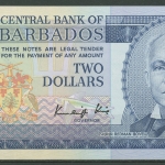 Barbados 2 Dollars 1986, KM 36 kassenfrisch (K420)