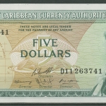 Ostkaribische Staaten 5 Dollars 1965, KM 14 h kassenfrisch (K429)