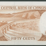 Zypern 50 Cents 1984, Frau, Staudamm, KM 49 a, kassenfrisch (K581)