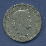 Schweiz 20 Rappen 1883 B, Frauenkopf, KM 29 sehr schön (m2540)