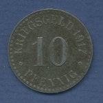 Kassel Stadt 10 Pfennig Kriegsgeld 1917, Eisen, Brendel 3b sehr schön (m2570)