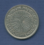 Deutsches Reich 50 Pfennig 1935 J, Kursmünze Nickel J 324 vz (m2600)