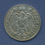 Deutsches Reich 25 Pfennig 1911 D, Kursmünze Nickel J 18, vz (m2599)