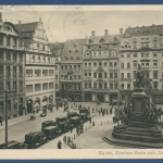 Leipzig Markt Siegesdenkmal, gelaufen Marke fehlt (AK3218)