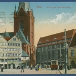 Kiel Nicolaikirche Samenhandlung Eckardt, gelaufen 1917 Marke fehlt (AK3217)