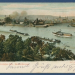 Koblenz Deutsches Eck Moselmündung, gelaufen Marke fehlt (AK3423)